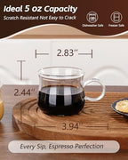 Espresso Cups Set of 8, 5 oz Small Espresso Shot Glasses with Handle, Clear Espresso Coffee Mugs, Glass Demitasse Cups for Double Espresso or Tea, Coffee Machine, Espresso Accessories - Image 4