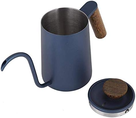 Fdit Gooseneck Coffee Kettle, Precision Pour Stovetop Drip Pot for Pour Over Tea 304 Stainless Steel Blue Wooden Handle Thermometer Lid Vent 600ml 1 Pack - Image 6