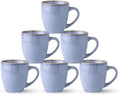 GBhome Ceramic Coffee Mugs Set of 6, 12oz Stoneware Coffee Mugs Set For Dad Mom Women MEN, Light Weight Ceramic Coffee Cups for Latte/Tea/Beer/Hot Cocoa, Dishwasher & Microwave Safe-Brunnera Blue by GBhome
