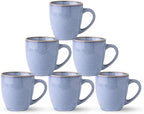 GBhome Ceramic Coffee Mugs Set of 6, 12oz Stoneware Coffee Mugs Set For Dad Mom Women MEN, Light Weight Ceramic Coffee Cups for Latte/Tea/Beer/Hot Cocoa, Dishwasher & Microwave Safe-Brunnera Blue by GBhome
