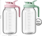 Mason Jar Pitcher Set of 2, 64oz (2quart) Glass Pitcher with Lid for Tea - Image 2