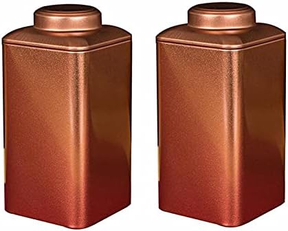 Tea Canister 2 Pieces Tea Tins Sealed Storage Jars Iron Container for Storing Loose Leaf TeeA Tea Canister (Color : Golden, Size : 7.5x7.5x15.5cm) by Unknown