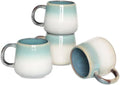 Bosmarlin Ceramic Coffee Mug Set of 4, 17 Oz, Coffee Cups with Big Handle, Wide Bottom, Microwave and Dishwasher Safe (Green) by Bosmarlin