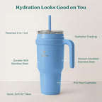 REDUCE Cold1 40 oz Tumbler with Handle - Vacuum Insulated Stainless Steel Water Bottle for Home, Office or Car, Reusable Mug with Straw or Leakproof Flip Lid, Keeps Drinks Cold All Day- Oahu Blue - Image 4