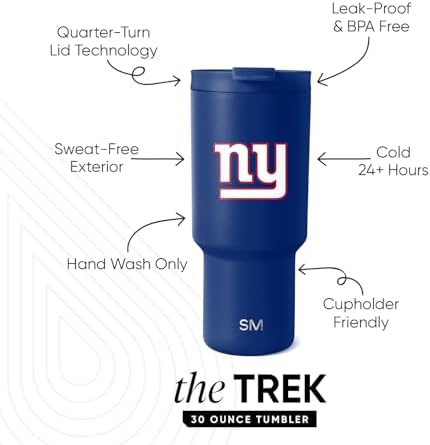 Simple Modern New York Giants Tumbler with Flip Lid, Straw 30oz | NFL - Image 2