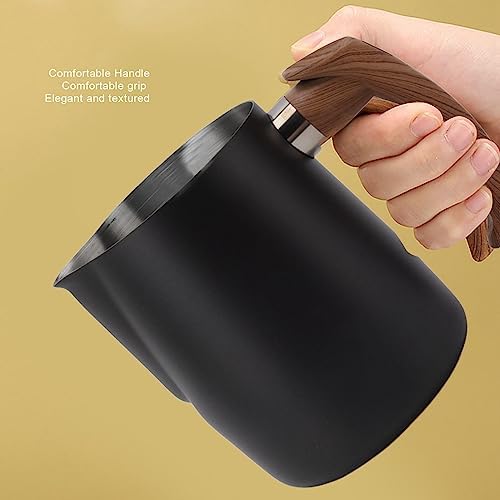 Milk Frothing Pitcher, Espresso Milk Frother Cup Inner Scale, 304 Stainless Steel Dripless Spout Coffee Steaming Pitcher with Handle Milk Frothing Jug (1000ml-Matte Black) - Image 5