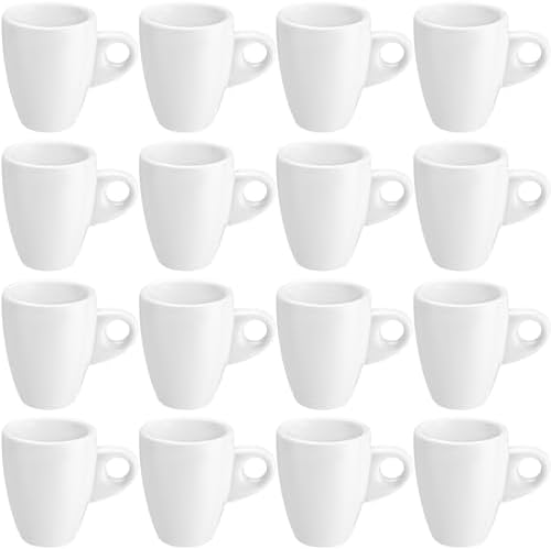Reallnaive 16 Pcs 1.7 oz Porcelain Espresso Cup Set White Tiny Ceramic Coffee & Tea Mugs for Cafes Offices Homes and Restaurants by Reallnaive