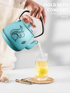 Toptier Teapot with Removable Infuser, Cast Iron Tea Kettle Stovetop Safe, Squirrel Design Tea Pot Coated with Enameled Interior for 32 Ounce (950 ml), Blue - Image 7