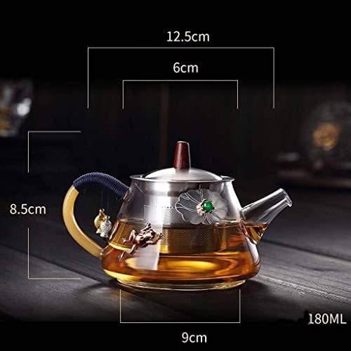 Habiba Tea Kettle Creative Small Teapot Transparent Glass Tea Kettle with Stainless Steel Infuser Hilter, Brewing Container for Home Office Household - Image 2