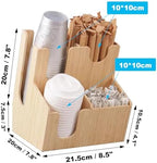 Coffee Station Organizer for Counter, Wood Coffee Pods Holder Storage Basket, Tea Condiment Storage Organizer, Rustic Wood Bar Decor for Accessories,Bamboo 04 - Image 2