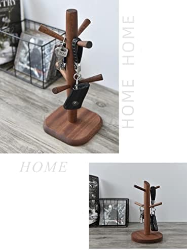 Cup Holder Cup Stand Ebony Wooden Nordic Style Mug Tree Holds 4 or 6 Cups Drains Cups Cup Storage Retro Cup Stand Cup Rack Space Saving Drying Coffee Cup Holder Kitchen Storage (Holds 6 Cups + Concav - Image 7