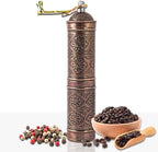 Handmade Turkish Pepper & Coffee Grinder, Refillable Turkish Spice Mill with Adjustable Coarseness, Manual Coffee Mill with Handle, Coffee Grinder Metal with Hand Crank 22 cm-8.66 inch (Bronz) by Glios