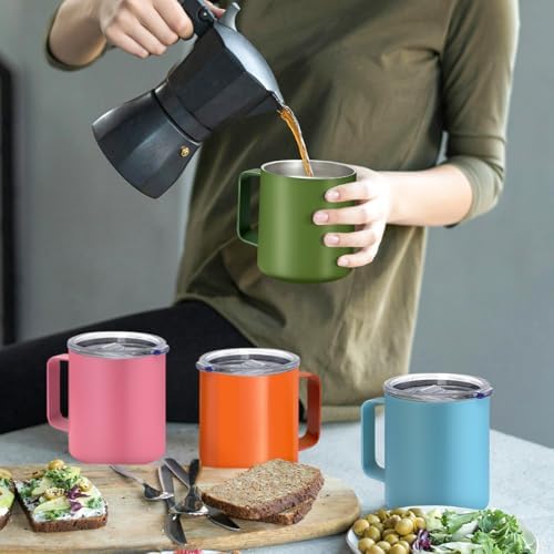 YOUKE OLA 32 Pack Stainless Steel Insulated Coffee Mug Bulk with Handle & Lids, 12oz Vacuum Insulated Double Wall Travel Mug for Hot and Cold Drinks Home Office Car, 16 Colors - Image 7