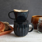 Asayu Japan Ceramic Coffee Pour Over Maker Set in Dark Navy Blue - Image 5