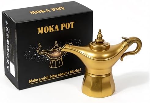 Aladdin's Lamp Moka Pot Stovetop Espresso Maker Espresso Mocha Coffee Maker (Natural Silver, 3 Cups) by kasidisio