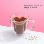 JoyJolt Disney Minnie Mouse 3D Double Wall Glass Mugs with Handles, 13oz Glass Coffee Cups Set of 2, Insulated Clear Glasses for Tea or Latte, Disney Glasses - Image 5
