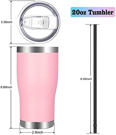 VEGOND 20oz Tumbler Stainless Steel Tumbler Cup with Lid And Straw Vacuum Insulated Double Wall Travel Coffee Mug(Pink 6 Pack) - Image 2
