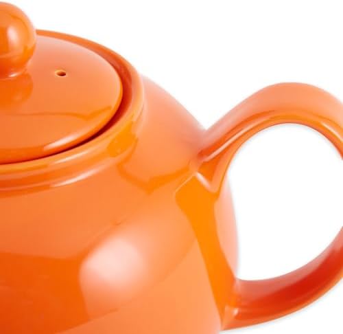 RSVP Large Stoneware Chai Teapot -Microwave & Dishwasher Safe - 42 oz - Orange - Image 2