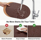 Premium Oval Faux Leather Placemat & Coaster Set with Innovative Cork-Look Printed Base，4/6/8-Piece Sets & 8 Colors，Non-Slip Dining Table Mats for Kitchen Dining - Image 3