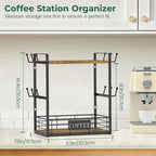 EsLuker.ly Coffee Mug Cup Holder Tree Bar Station Organizer, 2 Tier Mug Stand Rack for Countertop Kitchen, Storage Tower Display Shelf with 12 Hooks, Coffee Nook Enhancer, Vintage Brown Black - Image 2