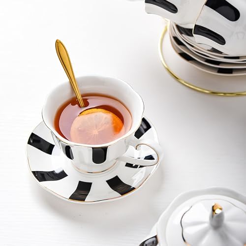UPKOCH Polka Dot Cup and Saucer Set Ceramic Coffee Cup with Matching Dish European Style Mug for Latte Cappuccino Tea Milk 5.51 X 5.51 X 2.95 in - Image 4