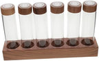 HEALLILY Glass Coffee Bean Display Rack with Wooden Stand, 6 Tubes by HEALLILY