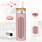 Tronco 26 oz Glass Tumbler with Lid & Straw, Reusable Iced Coffee Cups and Smoothie Cup with Bamboo Lid for Boba Tea, Coffee, Juice, BPA-Free Borosilicate Glass Cup for Home, Office & Gifts – 2 Pack - Image 4