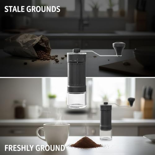 Manual Coffee Grinder with 40 Adjustable Settings, Ceramic Burr Mill, Hand Crank Coffee Bean Grinder, Portable French Press Grinder for Pour Over, Drip, Espresso, Lightweight 13.6 oz / 385 g - Image 3