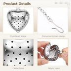 50 Pack Stainless Steel Tea Ball Filters, Heart-Shaped Infusers With Extended Hook For Loose Leaf Tea - Image 4