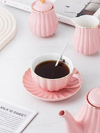 CLAY TONIC- 8 OZ Fine China Pink Coffee Cup/Teacup and Saucer Set - Image 4