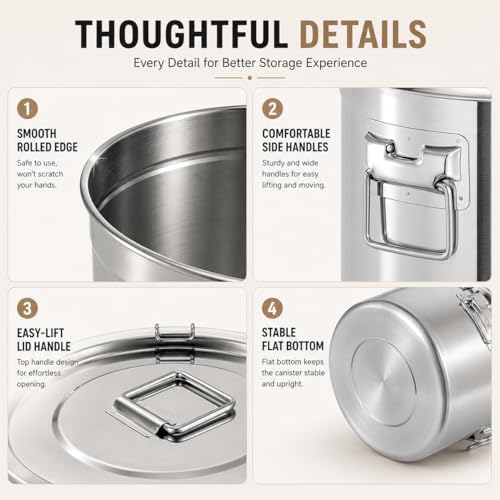 21L Stainless Steel Airtight Food Storage Container With Locking Lid - Image 4