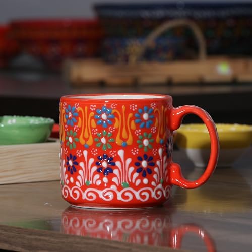 Handmade Espresso Cups, 12 oz Colorful Cups for Coffee Lovers, Coffee Cup Set of 4, Microwave & Dishwasher Safe Mug, Ceramic Coffee Cup with Holder - Image 4