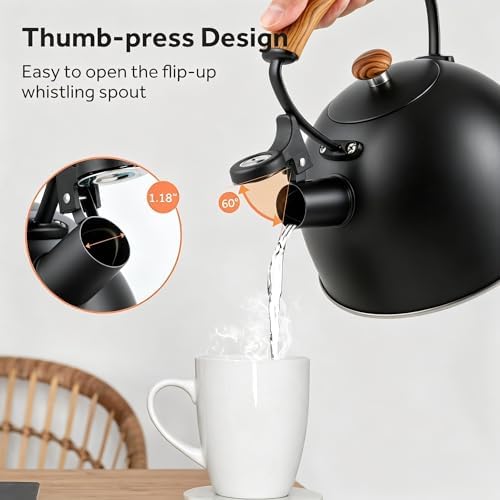 101oz/3.2 Quart Tea Kettle Stovetop, Black or Teal - Image 3