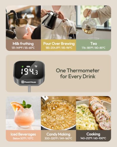 Maestri House Rechargeable Coffee Thermometer with 3-Color Temp Indicator - Image 7