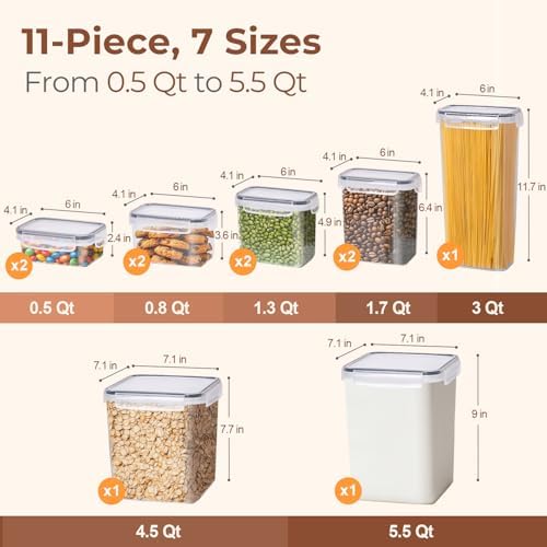 ComSaf Airtight Food Storage Containers with Lids 7size 11Pack, Stackable - Image 2