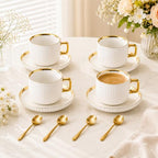 Ceramic Coffee Cup and Saucer Set, Set of 4 - Image 4