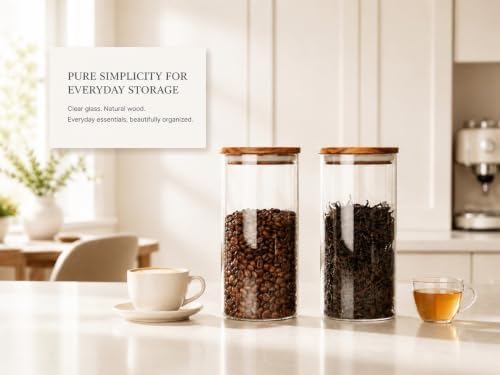 KKC HOME ACCENTS Glass Canister for Coffee Bean & Tea, 39 oz Jar with Lid - Image 2