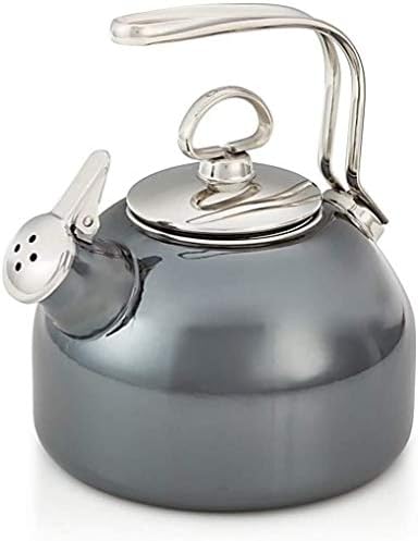 Chantal Classic Teakettle, 1.8 QT, Enamel On Steel, 2-Tone Harmonica Whistle, Rapid Boil and Even Heating (Onyx) by Chantal