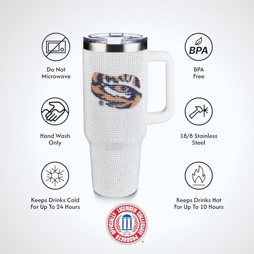 The Memory Company Officially Licensed 40oz White Bling Game Day Tumbler, Louisiana State University - Image 4