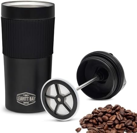 Black Portable French Press Travel Mug & Coffee Maker by LeavittBayCoffee