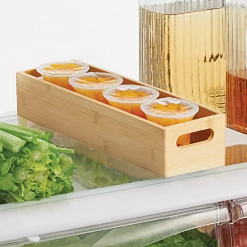 mDesign Set of 2 Kitchen Storage Box – Open-Top Bamboo Storage Tray with Handles – Ideal for Use as a Cupboard Organiser or on The Shelf – Natural - Image 3