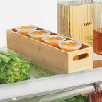 mDesign Set of 2 Kitchen Storage Box – Open-Top Bamboo Storage Tray with Handles – Ideal for Use as a Cupboard Organiser or on The Shelf – Natural - Image 3