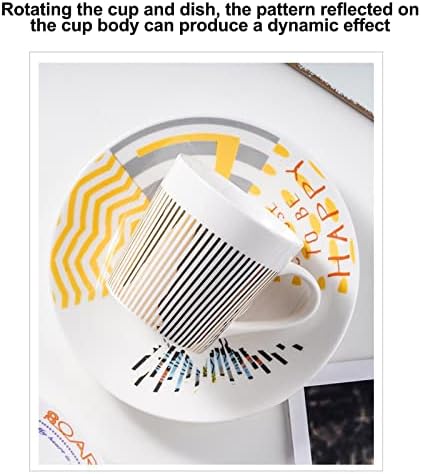 Mirror Cup and Saucer Coffee Cup Mug, Movement Reflection Teacup Horse Cup Creative Gift for Valentine's Day Birthday (Sun & Bird) - Image 4