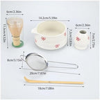 2/4/5pcs Matcha Whisk Set, Tea Includes Sets And Bowl With Spout(2pcs-Red bowknot) - Image 5