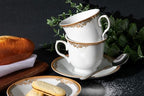 Porcelain Tea Set - White with Gold Floral Edge Design, 12 Piece Set - Image 5