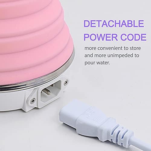 Upgrade Dual Voltage Travel Kettle 110-220V, Food Grade Silicone, Pink - Image 4