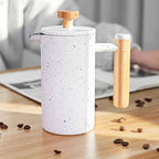 HASMI Coffee Kettle French Double Stainless Steel French Press Pot Filter Insulation Home Hand Brew Coffee Pot Milk Frother Coffee Maker (Color : White, Size : 1000ml), Dingzhebo2022 - Image 3