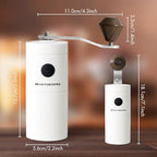 Manual Coffee Grinder - Hand Coffee Bean Grinder, Titanium-Coated Grinding Core - Aluminum Alloy Rocker with Ebony Wood Handle - Adjustable Grind Size - With Brush & Storage Bag (White) - Image 2