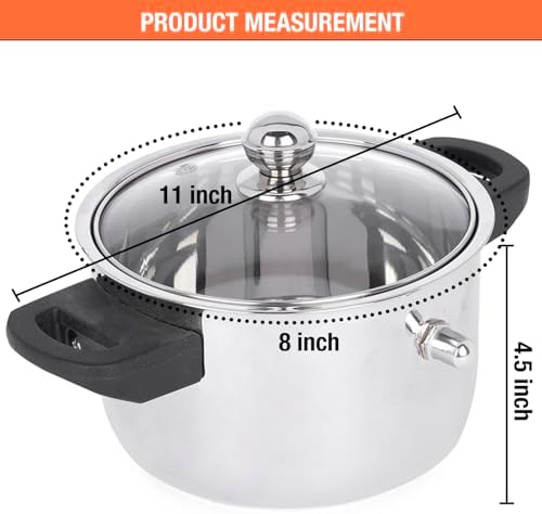 KSJONE See Through lid Milk Boiler 67 oz/2000 ml Pot, Stainless Steel Double Wall Milk Cooker with Whistle and Funnel, Silver - Image 2