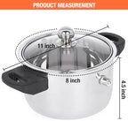 KSJONE See Through lid Milk Boiler 67 oz/2000 ml Pot, Stainless Steel Double Wall Milk Cooker with Whistle and Funnel, Silver - Image 2